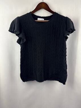 Women’s Lost + Wander Size M/L Black Knit Short Sleeve Blouse
